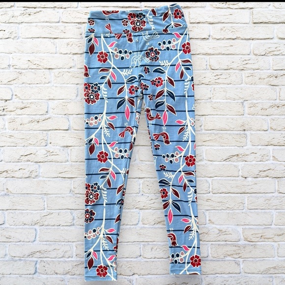 2for$15 3for$20 NEW LuLaRoe Leggings - Blue with red birds and flowers - Picture 1 of 3
